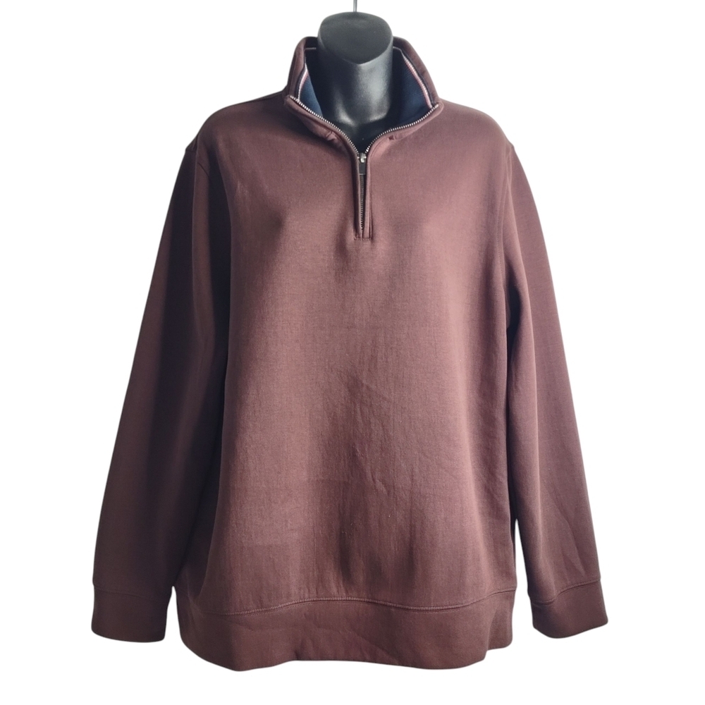Tahari Men's Size L/G Brown 1/4 Zipper Pullover Longsleeve Sweatshirt